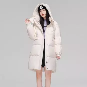 Long Down Jacket Women s Coat 2025 Winter New Fashion Hooded Loose Thickened White Duck Down Knee Coat Tide S