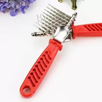 Long Hair Pet Dog Grooming Stainless Steel Knot Hair Shedding Remove Grooming Rake Comb Long Short Thick Hair Cat Grooming Tools 17.5 x 5.5cm красный
