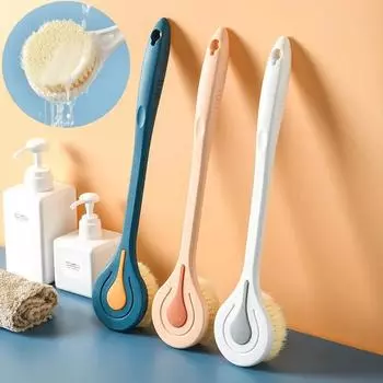Long Handle Bath Brush Soft Hair Back Bath Brush Bathroom Body Bath Brush Mud Back Scrubber Shower Massage Exfoliation Brushes