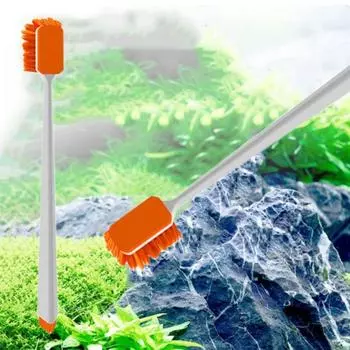 Long Handle Fish Tank Cleaning Brush Nylon Algae Removal Cleaners Tool Aquarium оранжевый
