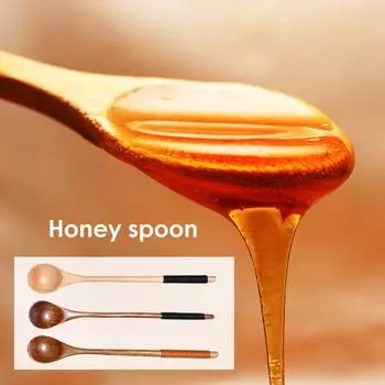 Long Handle Spoon Wood Rice Soup Dessert Coffee Tea Mixing Kitchen Tableware