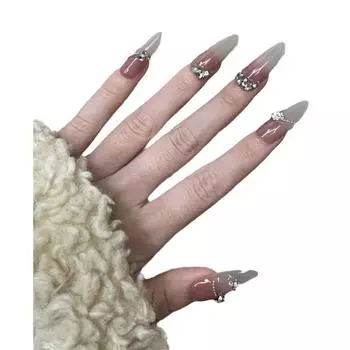 Long High Quality Oval Manicure Beautiful Pattern Premium Sense Removable XS