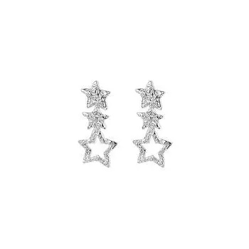 Long Hollow Star Earrings, Sweet And Elegant Shining Starry Sky Wrinkled Texture Star Earrings, Temperament, Round Face And Thin copper