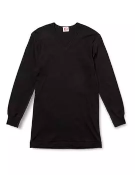 long long L [B-V-D] V-neck T-shirt, cottonwarm, 100% cotton, V-neck, sleeve, brushed, men s black,