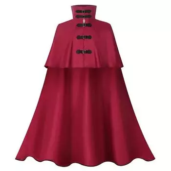 Long Medieval Cloak Robe Cape Halloween Party Role Playing Performance Stage