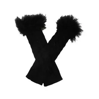 Long Mittens Y2K Warm Sleeves Lace Fingerless Gloves Clothing Accessories коричневый