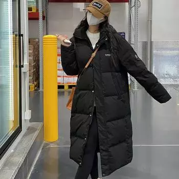 Long over-knee thickened down cotton-padded clothes women s 2024 winter clothes new student school uniforms cotton-padded jackets bread clothes jacket S is suitable for within 50kg чёрный