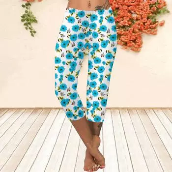 Длинные брюки, летние короткие леггинсы, короткие узкие брюки, леггинсы больших размеров. Женские облегающие синие брюки с 3D цветочным принтом XS розовый