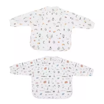 Long Sleeve Baby Bib with Pocket Water Resistant PU Button Closure Baby Weaning Bib Outfit for 18 To PUZY007