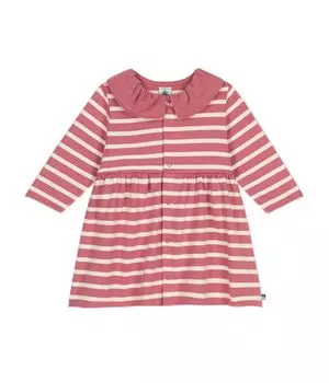 Long Sleeve Dress A0BKO White 12 Months 74cm [Petit Bateau] Pink/Milky