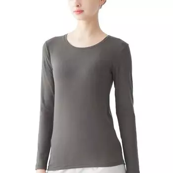 Long Sleeve Inner Fire Medium Brushed Cold Winter Prevents Moisture Generates Warm Acedron Charcoal Gray [Gunze] Acedron, Thick, Lining, Sweat,