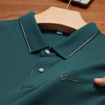 Рубашка поло с длинным рукавом мужская весна и осень новая молодежная и мужская среднего возраста деловая футболка с воротником поло M