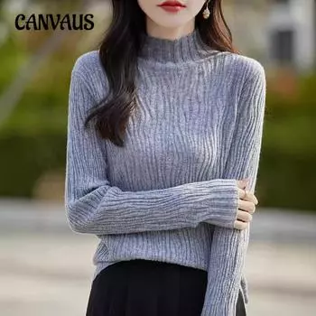 Женская плиссированная трикотажная рубашка с длинным рукавом и круглым вырезом M белый