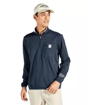 Рубашка с длинным рукавом, карман на молнии, солнцезащитный крем, впитывающий пот, быстросохнущий, охлаждающий, гольф MG5SLS23M NV00 [Munsingwear] для мужчин (военно-морской флот)