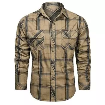 Long Sleeve Shirt Men s Loose Large Size Casual Trend Fashion Tooling Retro Shirt Jacket M