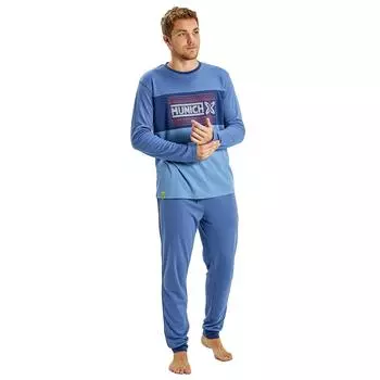 Long Sleeve Winter Pajamas MUDP0252 Мужские зимние пижамы, Мужская одежда для сна, Мужской пижамный комплект L синий