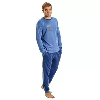 Long Sleeve Winter Pajamas MUDP0452 Мужские зимние пижамы, Мужская одежда для сна, Мужской пижамный комплект L синий