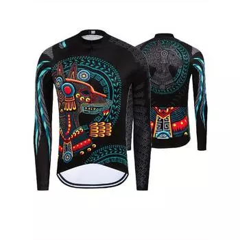 Long-sleeved Cycling Suit with Anti-slip Zipper Design for Mountain Bikes and Road Bikes, Sweat-absorbing Quick-drying Clothes S