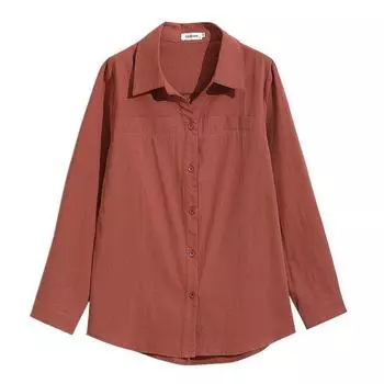 Long-sleeved Shirt Middle-aged Mother Wearing Lapel Top Autumn New Style Retro Shirt M оранжевый