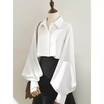 Long Sleeves High Quality French Style Fall and Winter Base Ride Shirt White M