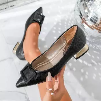 Long standing is not tired, high heels, thick heels, square buckles, women s shoes, temperament soft sole, three-color single shoes, commuting occup 34 чёрный