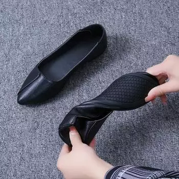 Long standing is not tired, work shoes, women s work soft soles, professional dress, soft leather single shoes, pointed flat shoes, comfortab 35