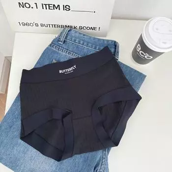 Long Staple Cotton Antibacterial Friendly Lingerie Breathable Vertical Stripe High Waisted Women s Underwear Triangle Panties L чёрный