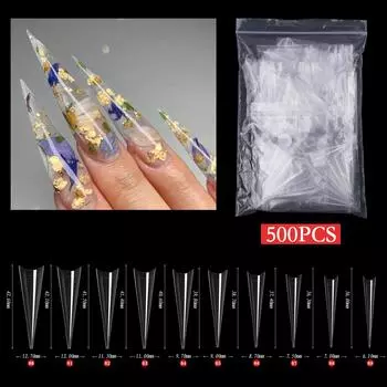 Long Stiletto Nail Tips Acrylic Nails Artificial Half False Flake Nail Tips for Nail Salon-DIY Nail Art Ballerina-Nails 1