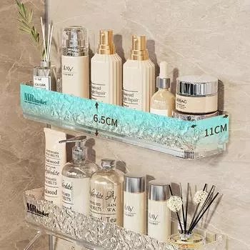 Long Style PET Bathroom Shower Shelf Wall Mounted Toilet Shampoo Holder Washstand Cosmetics Storage Rack No Drill Organizer