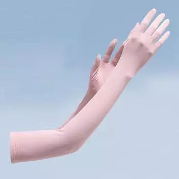 Long Sun Protection Gloves Women UV Protection Summer Riding Driving Electric Car Thin Breathable Ice Silk Oversleeve Pink One size