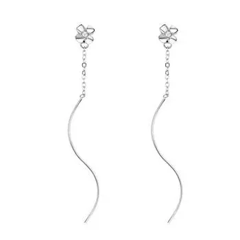 Long Tassel Wavy Flower Earphone Women S Cold Wind Versatile Fashion Diamond Gardenia Ears