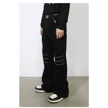 Long Trousers High Street Pants Men s European and American Design Sense Niche Couple Straight Loose Jeans for Men Fashionable and Comfortable Pants S чёрный