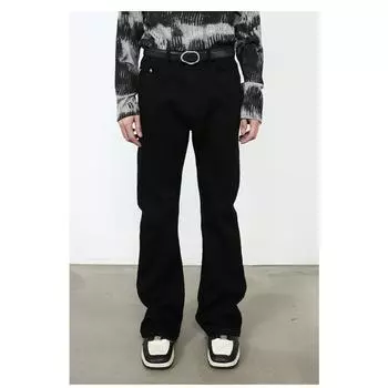 Long Trousers Versatile Black Micro Stretch Jeans Men s Pants Straight Loose Jeans for Men Fashionable and Comfortable Pants S чёрный