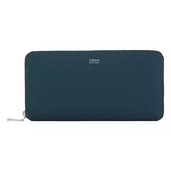 Long Wallet Genuine Leather 728616 Max Round Zipper Large Capacity Card Storage Cowhide Italian Leather Navy [Takeokikuchi] Men s [07]