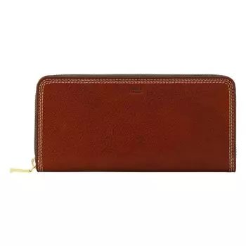Long Wallet Round Zipper Genuine Leather Italian Leather 734606 Ternary Large Capacity Cowhide Brown [Takeokikuchi] Men s [02]