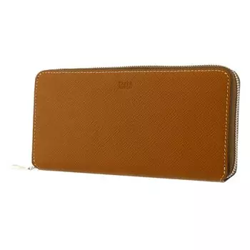 Long Wallet Round Zipper Genuine Leather Panama 729627 Cowhide Leather Camel [Takeokikuchi] Men s [04]