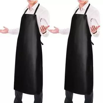 Long Waterproof PVC Oil-proof Anti-fouling Butcher Chef Apron Cooking Kitchen Work Clothes Apron S