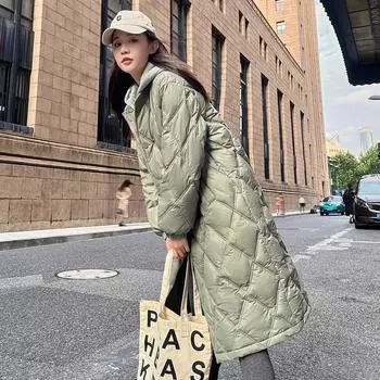 Long Winter Thickened Down Cotton Coat 2025 New Women s Fake Two Pieces Quited Cotton Coat Hooded Parka Female Down Cotton Coat S