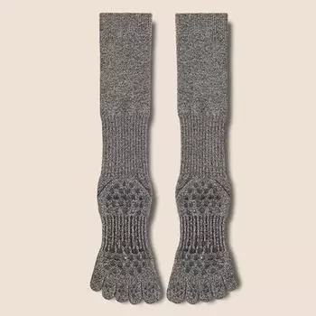 Long Yoga Socks Non Slip Professional Women Toe Socks Pilates Socks Room Socks Adult Yoga Non-Slip Socks Hemp Gray-calf