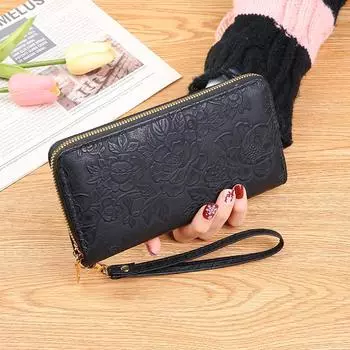 Long Zipper Clutch Bag, Enlarged Mobile Phone Bag, Embossed Design, Large Banknote Clip, Simple Women s Wallet Tide