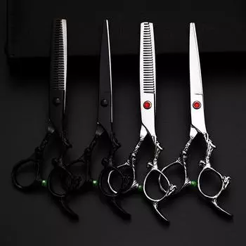 Longbing Black Paint Haircut Ножницы для стрижки волос Плоская стрижка Короткая стрижка Стрижка челки Тонкая стрижка Ножницы для волос