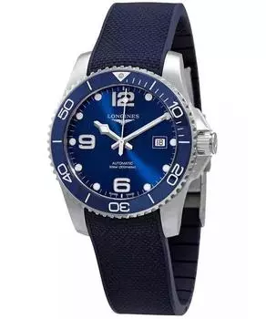 Longines Hydroconquest каучуковый ремешок Sunray синий циферблат автоматические дайверские часы L3.781.4.96.9 300M мужские синий