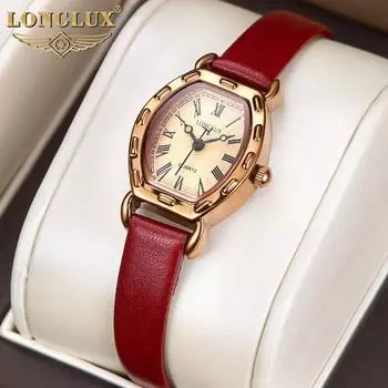 LONGLUX новые роскошные женские часы высшего бренда с коробкой типа бочонка, водонепроницаемые женские кварцевые часы в стиле ретро