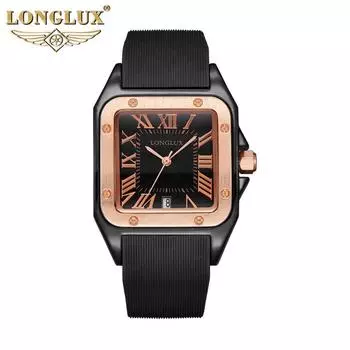 LONGLUX женские кварцевые часы персонализированные женские часы с римской шкалой силиконовый ремешок повседневные часы с календарем с большим циферблатом