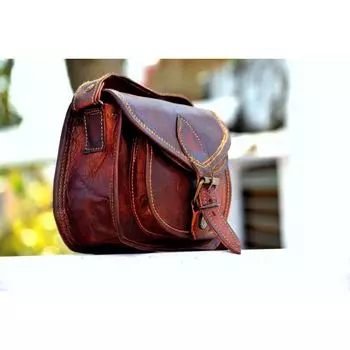 Look Vintage Women Brown Leather Messenger Cross Body Bag Кошелек ручной работы 7 x 9 x 3 коричневый