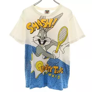LOONEY TUNES 90s Old Bugs Bunny print Short sleeve T-shirt white tennis Men s Used