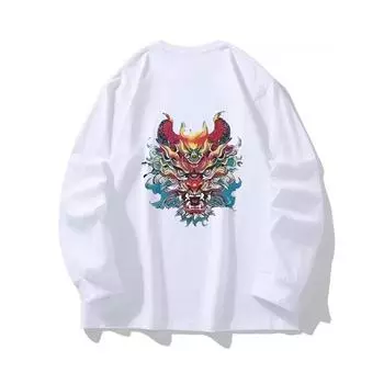 Loong Autumn Clothing Длинные рукава из чистого хлопка, новый мужской и женский топ, весенний внутренний слой, базовая рубашка, футболка с круглым вырезом и длинными рукавами M коричневый