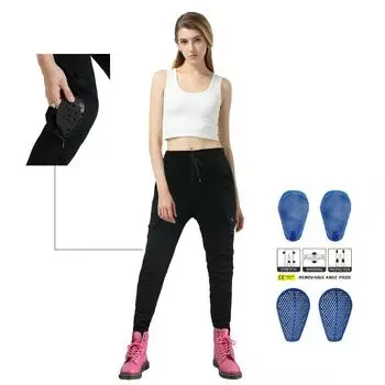 LOONG + БАЙКЕР + камуфляжные мотоциклетные брюки с защитой от падения, мотоциклетные джинсы + брюки для езды на мотоцикле, женские + силиконовая защита L чёрный