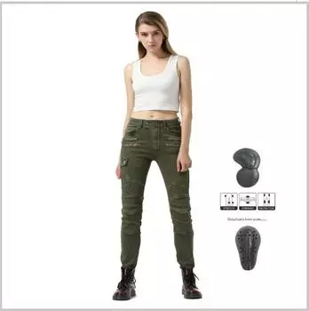 LOONG + BIKER Мотоциклетные брюки Джинсы для женщин + Внедорожные мотоциклетные брюки с защитой от падения L чёрный