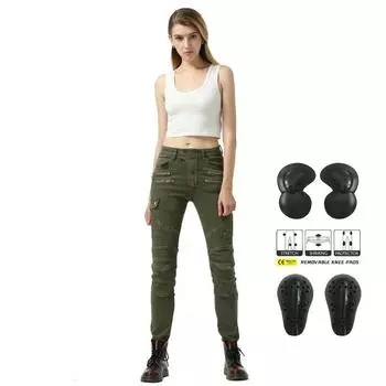 LOONG + BIKER + женские джинсы в стиле Harley + мотоциклетные велосипедные повседневные брюки для гонок на мотоциклах с защитой от падения L чёрный